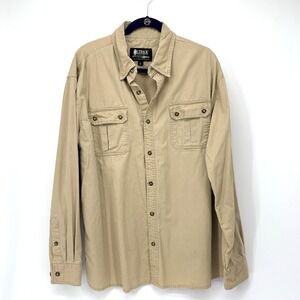 Outback Trading Co Shirt Mens Large Heavy Cotton Beige Safari Canvas Tough